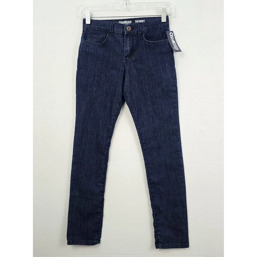 OshKosk B'gosh Dark Wash Zip Button Closure Skinny Jeans 10/10A New‎